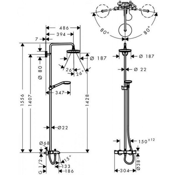 Душевая система Hansgrohe Croma Select S (27351400)
