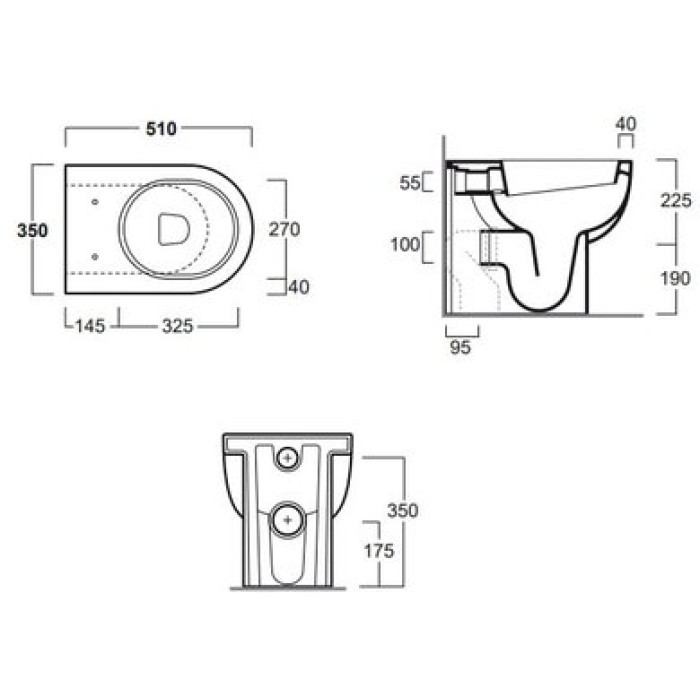 Унитаз пристенный Simas E-Line в комплекте с крышкой (EL01 + F88 + EL004)