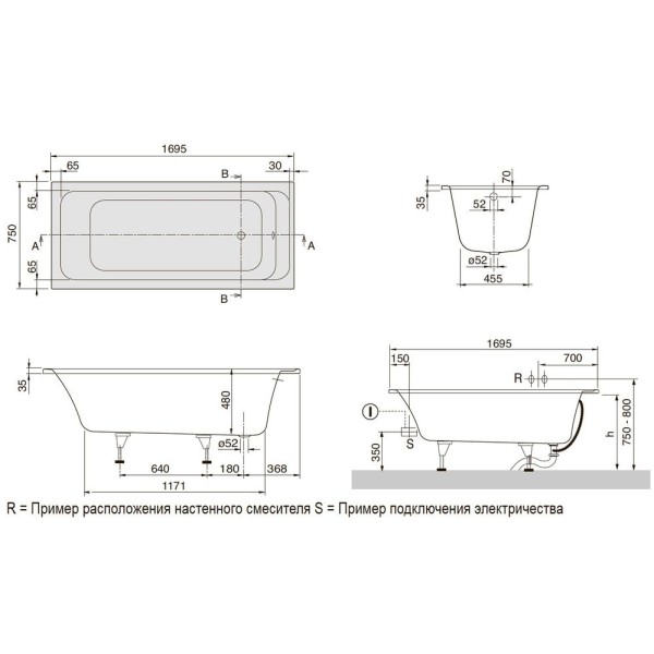 Ванна акриловая Villeroy&Boch Architectura UBA170ARA2V-01