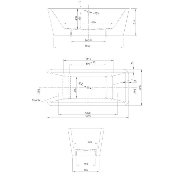 Ванна акриловая отдельностоящая Knief Mood 180*80 см (0100-085) Ванна акриловая отдельностоящая Knief Mood 180*80 см (0100-085)