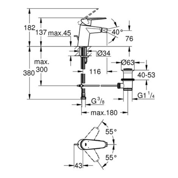 Смеситель для биде Grohe Eurodisc cosmopolitan S-Size 33244002