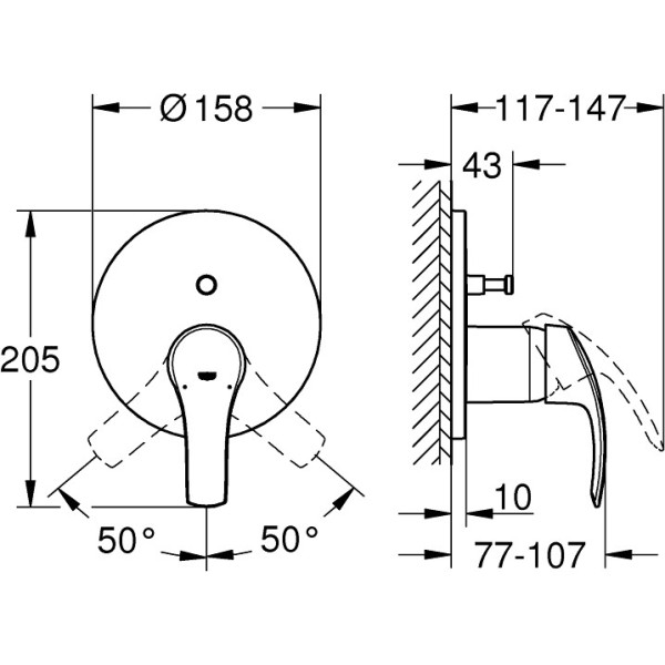 Grohe Eurosmart Смеситель однорычажный на 2 выхода (24043002)