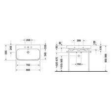 Плитка керамогранит Керамическая раковина 80 см Duravit Happy D.2 2318800000 для пола