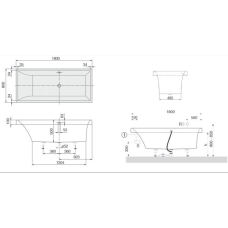 Ванна квариловая Villeroy&Boch Squaro UBQ180SQR2V-01 + ножки