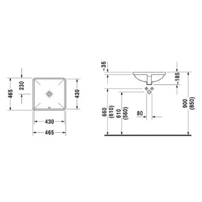 Плитка керамогранит Керамическая раковина 43 см Duravit Starck 3 0305430000 для пола