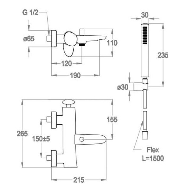 Смеситель для ванны Fir Synergy Open 93 (93.3400.7.10.00)