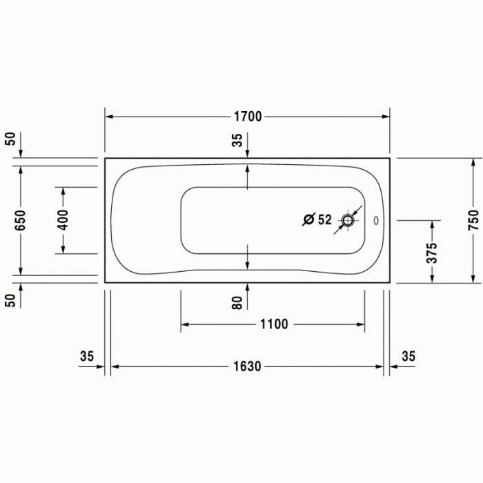 PuraVida ванна прямоугольная 170 см 700181000000000 в интернет-магазине «Estet Room»