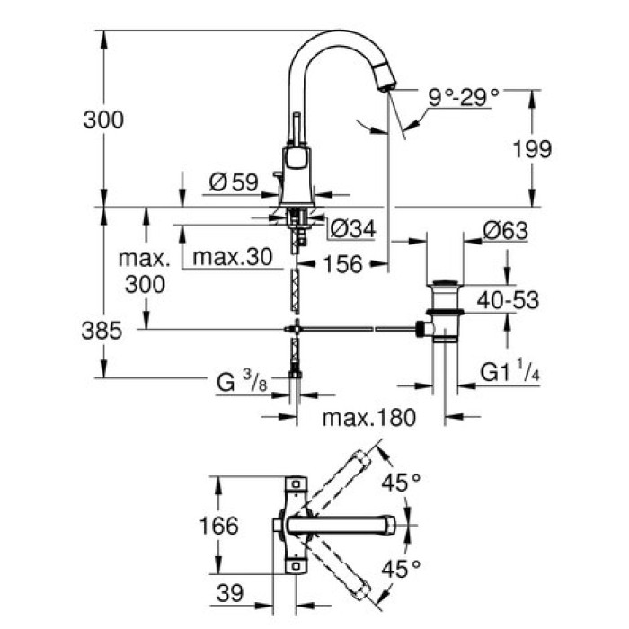 Смеситель для раковины Grohe Grandera 21107IG0 Смеситель для раковины Grohe Grandera 21107IG0