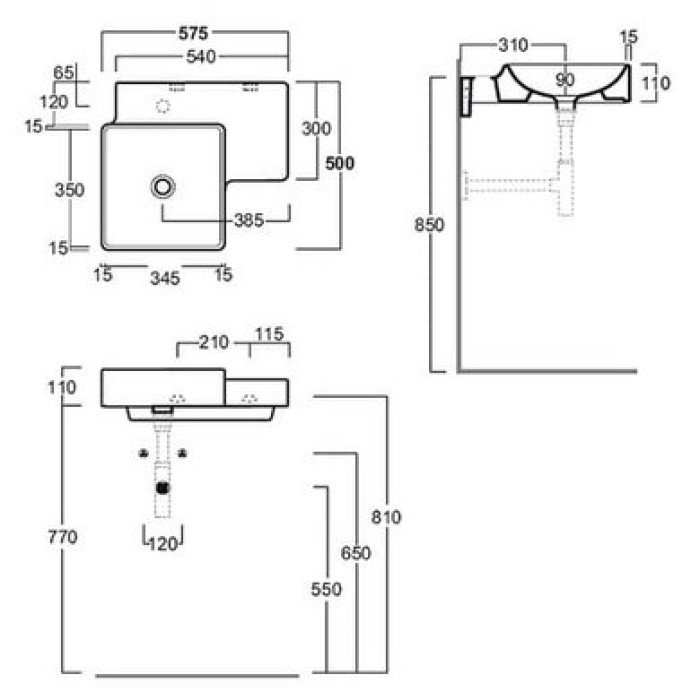 Керамическая раковина 57 см Simas Flow FL 21