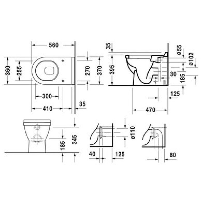 Плитка керамогранит Унитаз пристенный Duravit Starck 3 0124090000 для пола Плитка керамогранит Унитаз пристенный Duravit Starck 3 0124090000 для пола