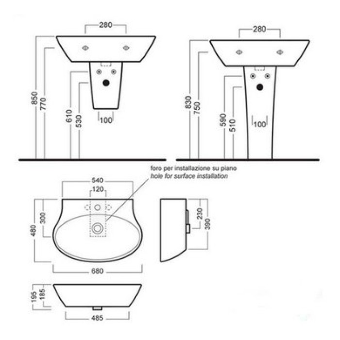 Керамическая раковина 68 см Hatria Nido, белый (YxEP01) Керамическая раковина 68 см Hatria Nido, белый (YxEP01)