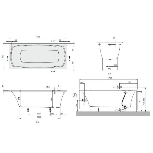 Ванна квариловая Villeroy&Boch My Art UBQ170MYA2V-01 + ножки