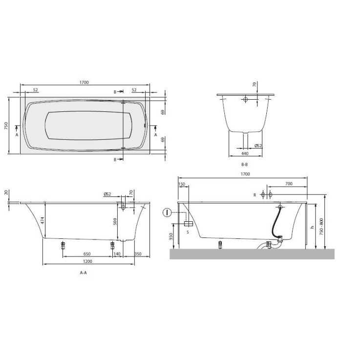 Ванна квариловая Villeroy&Boch My Art UBQ170MYA2V-01 + ножки