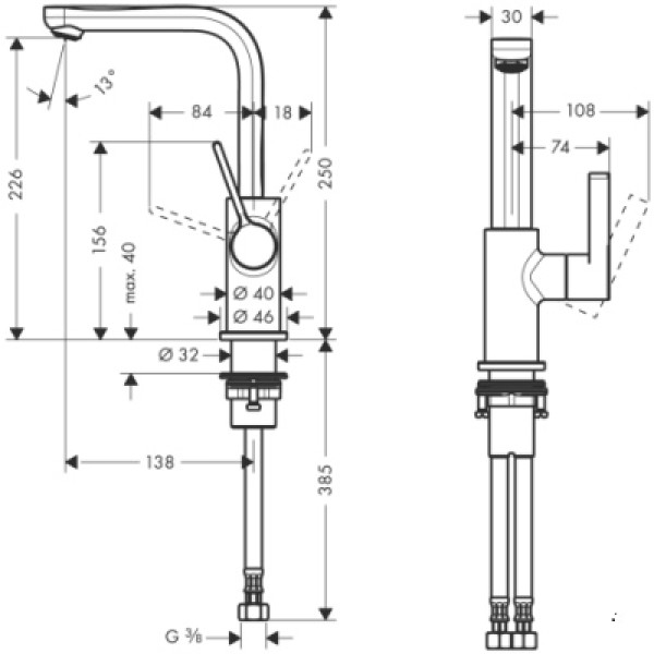 Смеситель для раковины Hansgrohe Metris S 230 (31159000)
