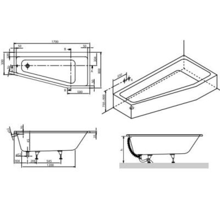 Ванна акриловая Villeroy&Boch Subway UBA178SUB3REV-01