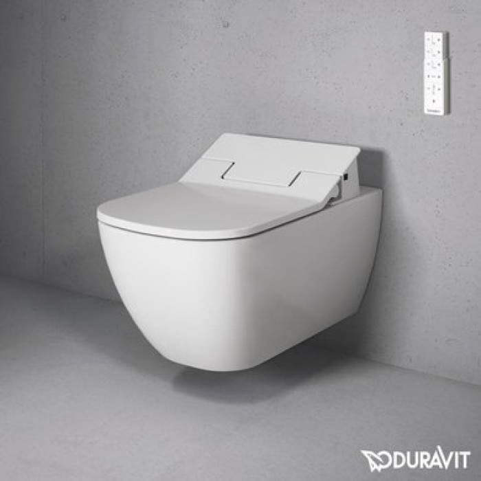 Плитка керамогранит Подвесной безободковый унитаз Duravit Rimless Happy D.2 SensoWash 2550590000 для пола