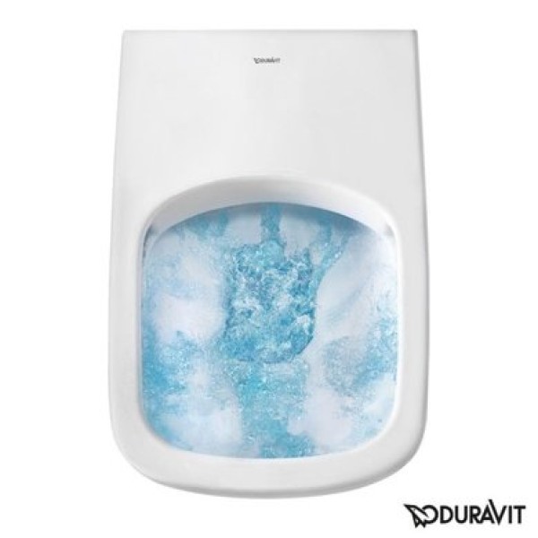 Плитка керамогранит Подвесной безободковый унитаз Duravit Rimless Happy D.2 SensoWash 2550590000 для пола