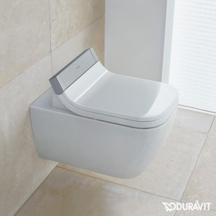Плитка керамогранит Подвесной безободковый унитаз Duravit Rimless Happy D.2 SensoWash 2550590000 для пола