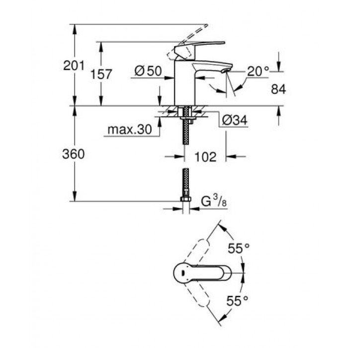 Смеситель для раковины Grohe Eurostyle cosmopolitan S-Size 3246820E