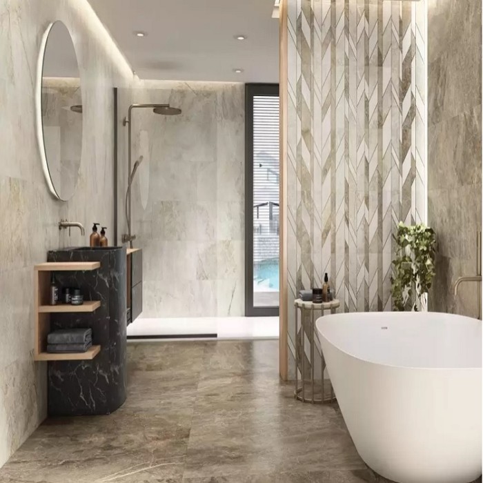 Плитка Porcelanite Dos TAMESIS 1220 SAND RECTIFICADO 10×1200×400 под мрамор