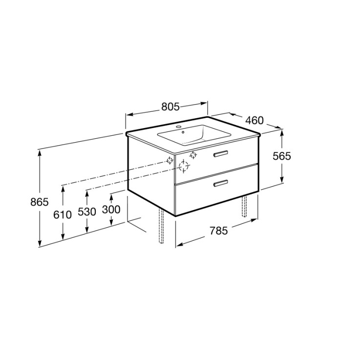 Тумба Roca Victoria A855852422 с умывальником 80 см