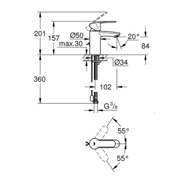 Смеситель для раковины Grohe Eurostyle cosmopolitan S-Size 3355720E