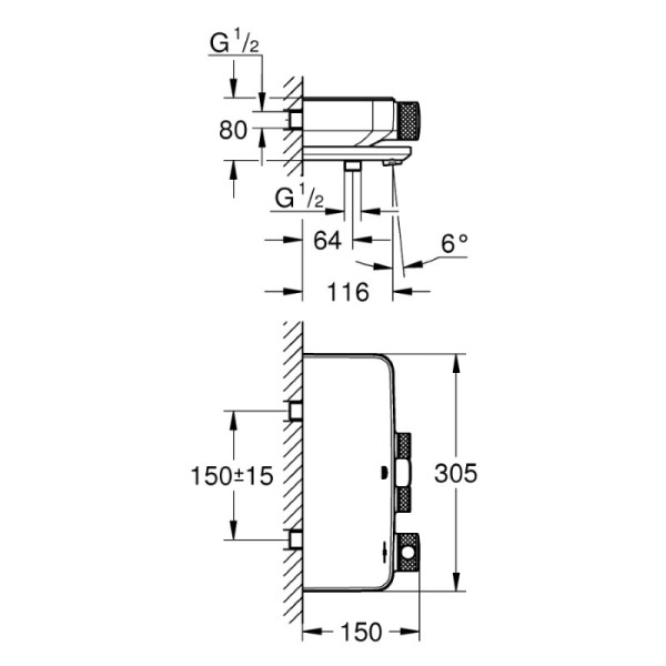 Grohe Термостат для ванны GROHE GRT SmartControl настенный монтаж (34718000)