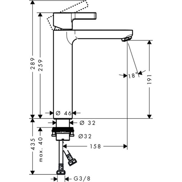 Смеситель для раковины Hansgrohe Metris S 190 (31026000) без донного клапана