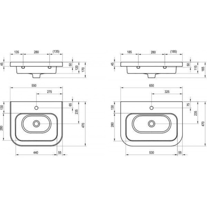 Умывальник Ravak CHROME 550 Керамический Белый