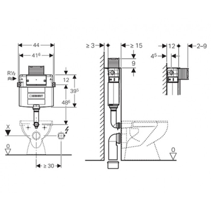 Скрытый смывной бачок GEBERIT Omega 109.050.00.1