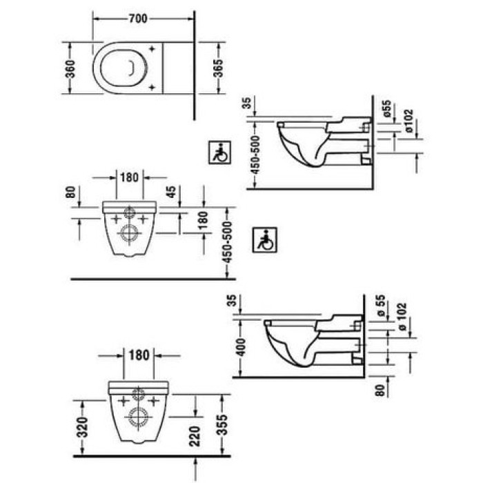 Плитка керамогранит Подвесной унитаз Vital Duravit Starck 3 2203090000 для пола
