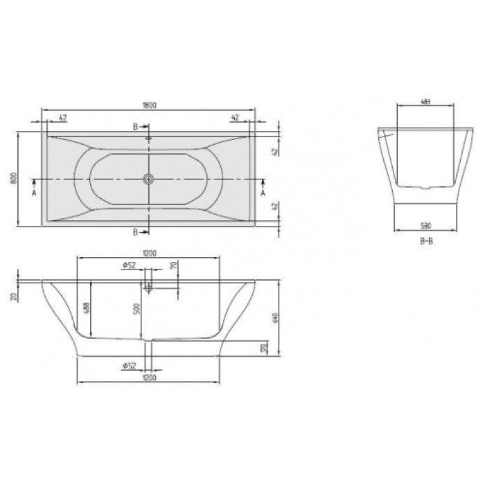 Ванна квариловая Villeroy&Boch La Belle UBQ180LAB2PDT1V-01 + панель + сифон