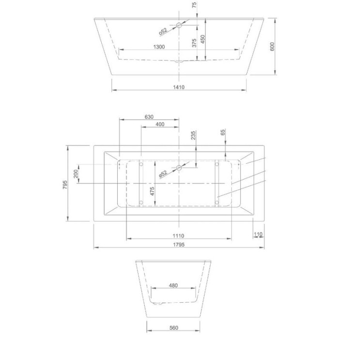 Ванна акриловая Knief Culture 180*80 см (0100-068)
