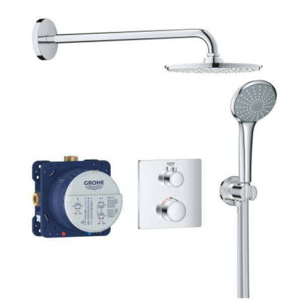 Плитка керамогранит Grohe Grohtherm Rainshower Cosmopolitan 210 душевая система 34734000 для пола