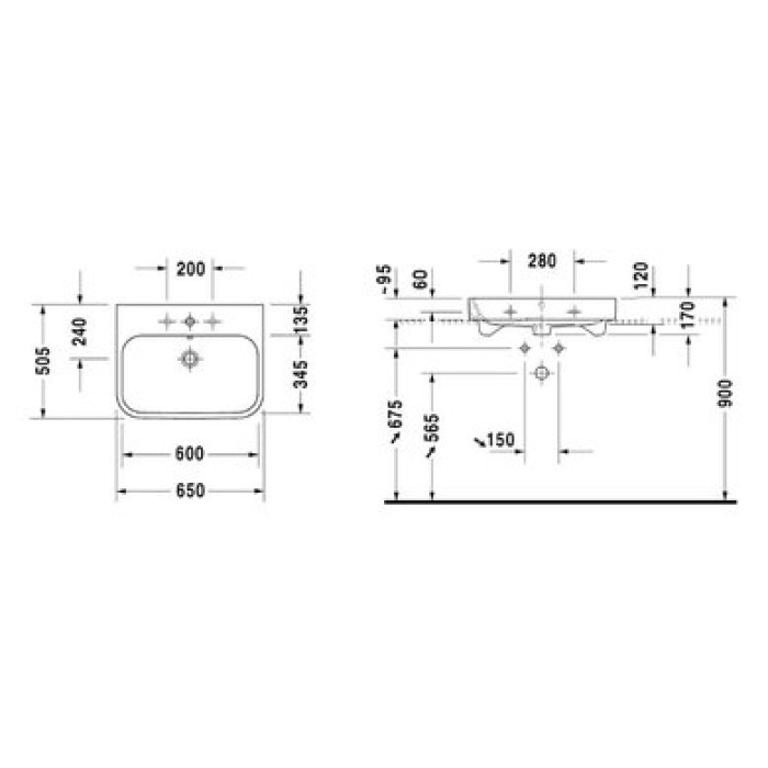 Плитка керамогранит Керамическая раковина 65 см Duravit Happy D.2 2318650027 для пола