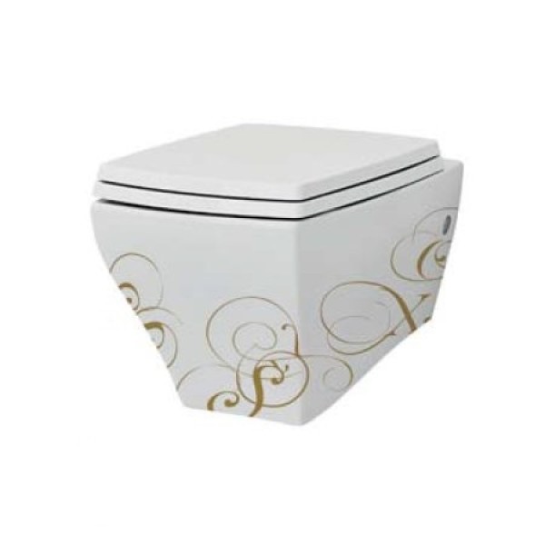 Подвесной унитаз Artceram Jazz (JZV001 01;06) white glossy/lettering oro
