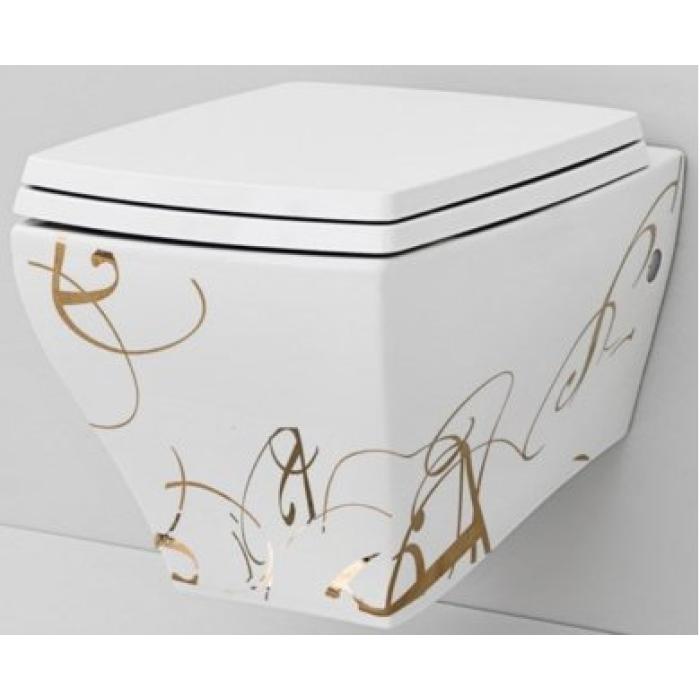 Подвесной унитаз Artceram Jazz (JZV001 01;06) white glossy/lettering oro