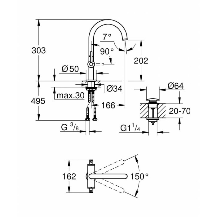 Grohe Atrio new Смеситель для раковины на одно отверстие L-Size (21022AL3)