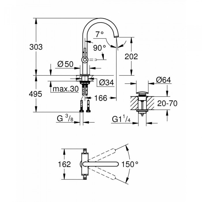 Grohe Atrio new Смеситель для раковины на одно отверстие L-Size (21022AL3)