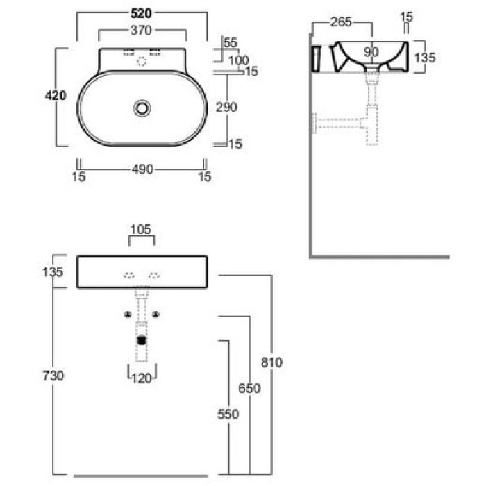 Керамическая раковина 52 см Simas Flow FL 17