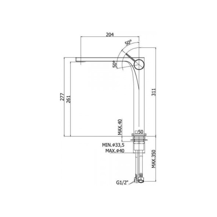 Смеситель для раковины Paffoni Rock RO081CR Смеситель для раковины Paffoni Rock RO081CR