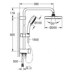 Плитка керамогранит Grohe Tempesta Cosmopolitan System 200 Душевая система Flex 26453001 для пола