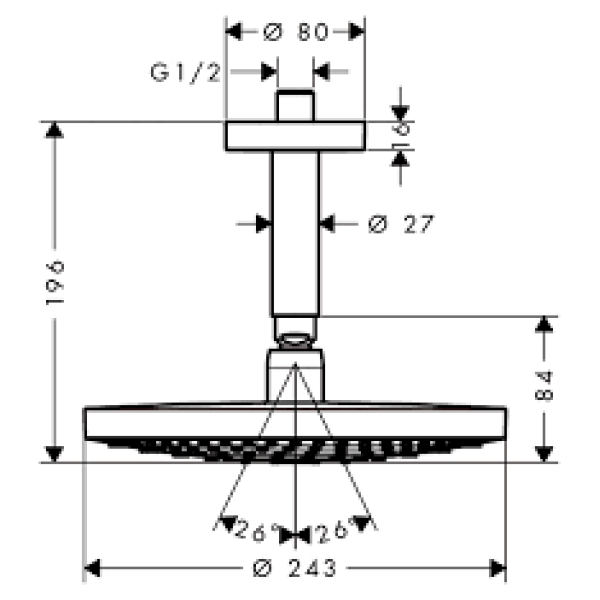 Верхний душ Hansgrohe Raindance Select S 240 2jet 26467400