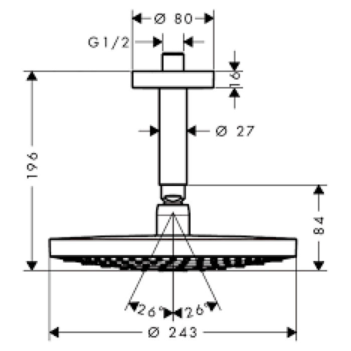 Верхний душ Hansgrohe Raindance Select S 240 2jet 26467400