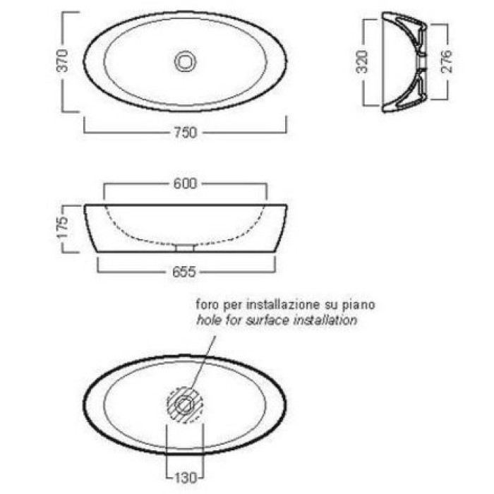 Керамическая раковина 75 см Hatria Nido, белый (Y0R201)