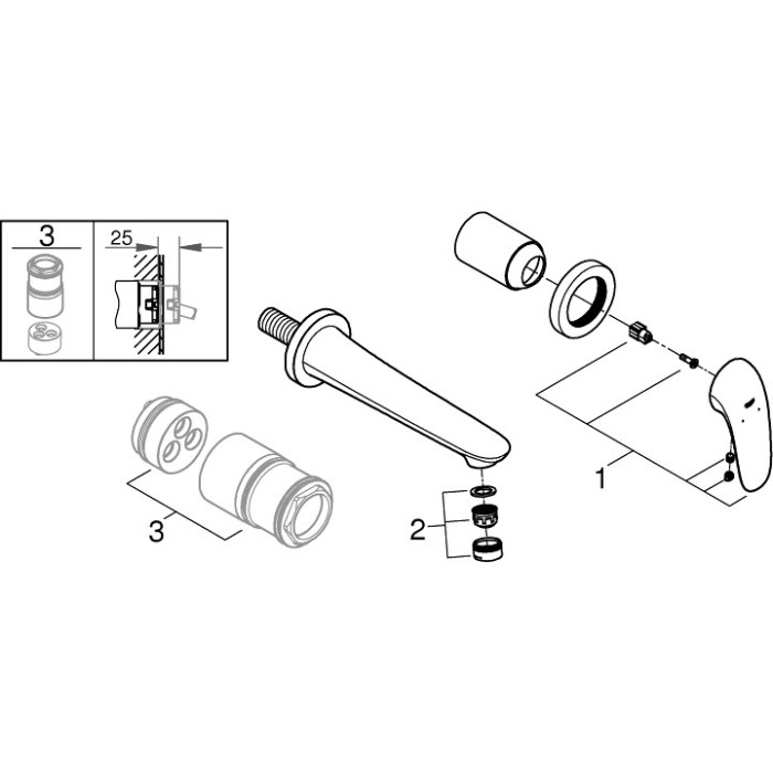 Grohe Eurostyle Смеситель для раковины на два отверстия M-Size (29097003)