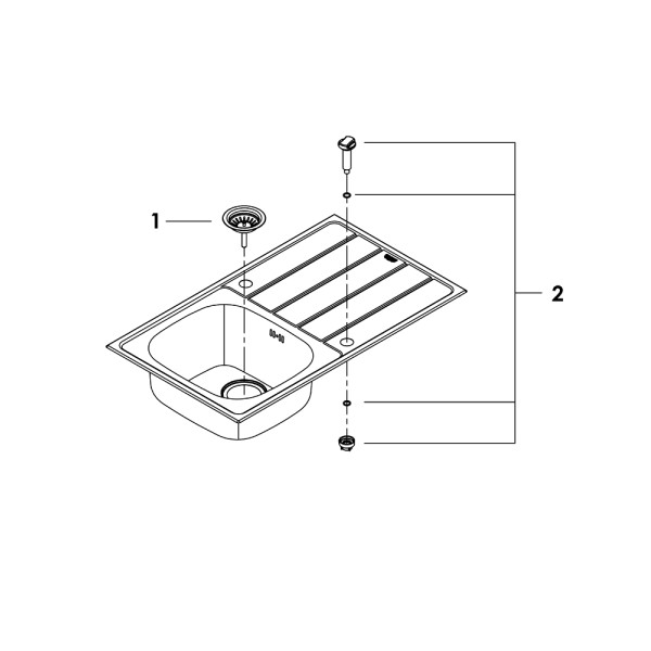 Мойдка для кухни Grohe 860x500 мм с эксцентриком, 1 чаша (31552SD1)