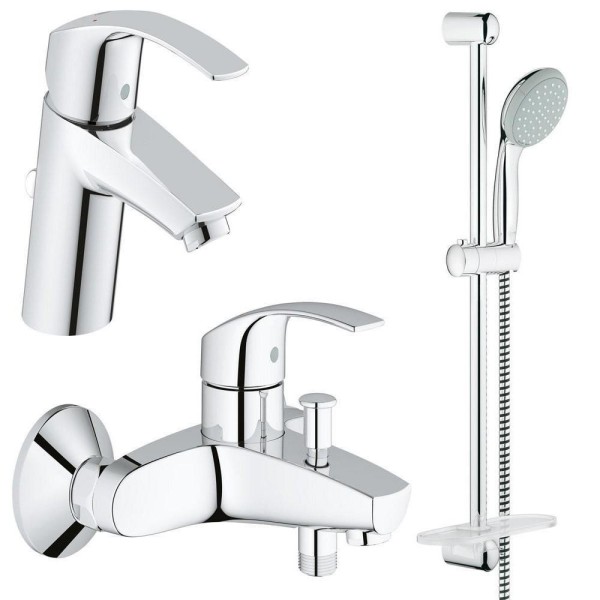 Grohe Набор смесителей Eurosmart 3 в 1 для ванны и душа (123238S)