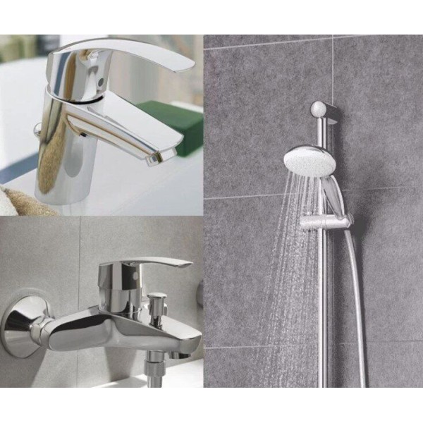 Grohe Набор смесителей Eurosmart 3 в 1 для ванны и душа (123238S)