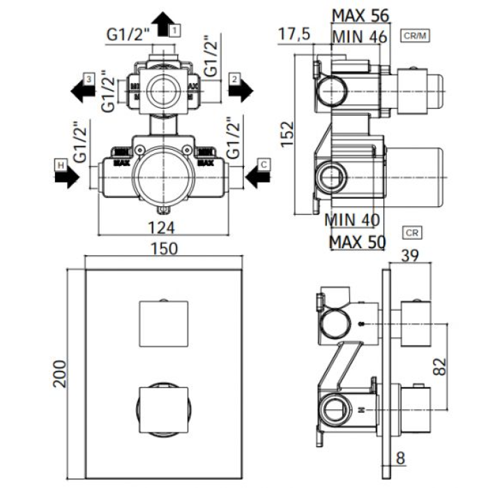 Термостатический смеситель Paffoni Elle LEQ519NO/M Термостатический смеситель Paffoni Elle LEQ519NO/M